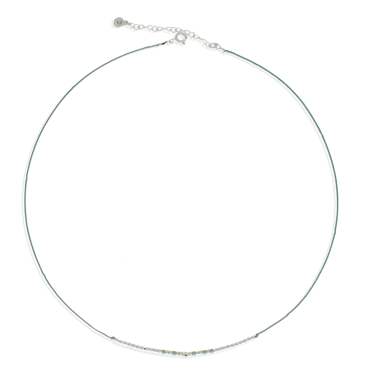 Collier Cordon Vert Perles Vert Amande Le Pétillant