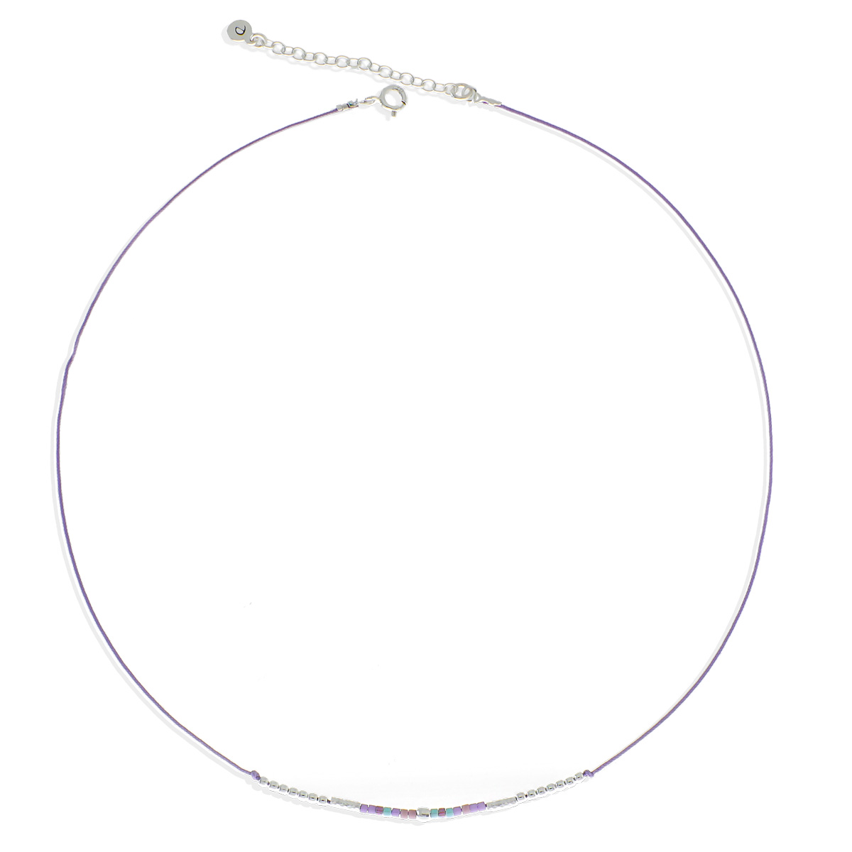 Collier Cordon Violet Perles Violet Turquoise Le Pétillant