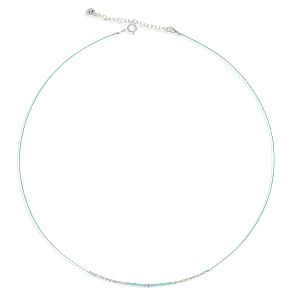Collier Cordon Vert Turquoise Perles Lagon Le Pétillant