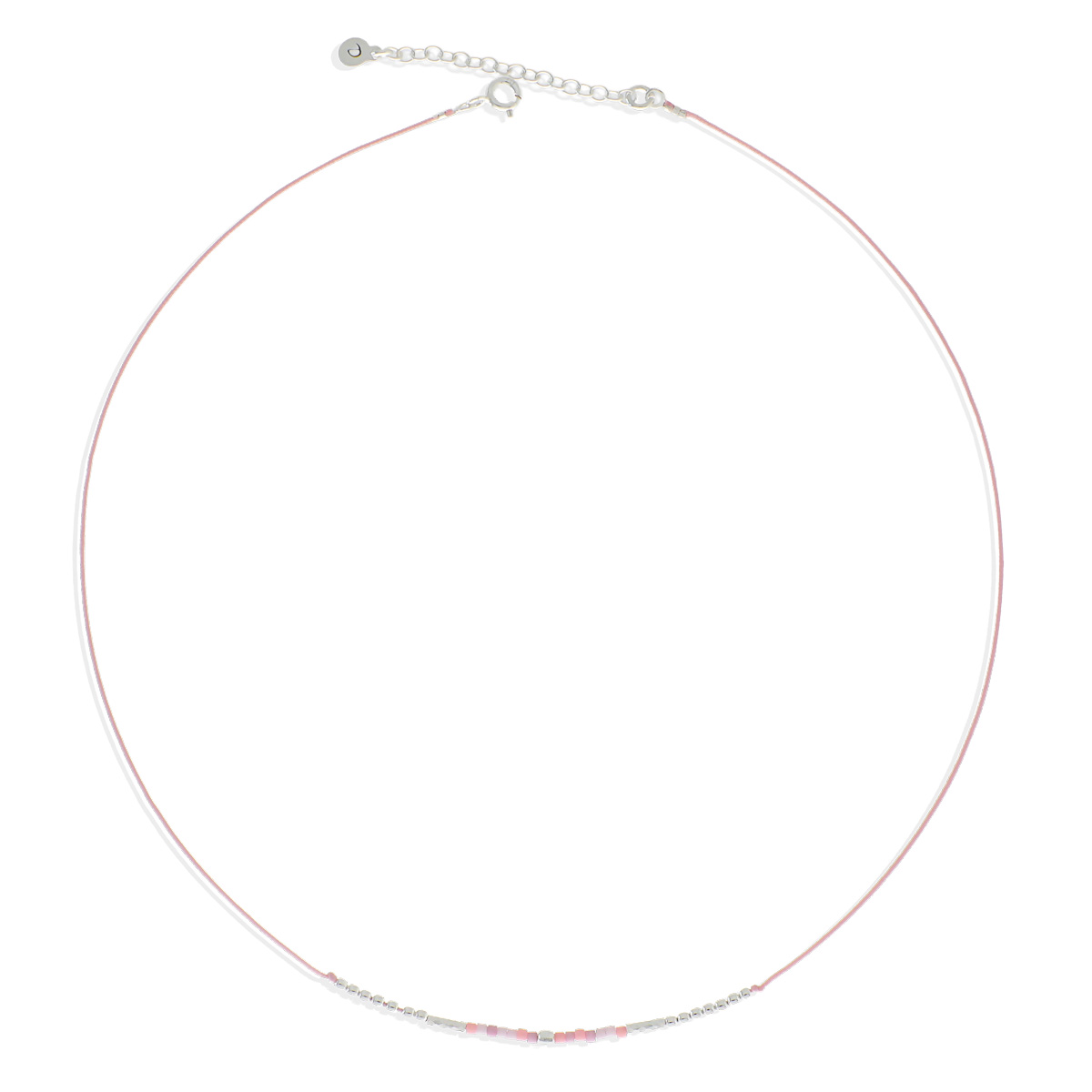 Collier Cordon Rose Perles Rose Orangé Le Pétillant