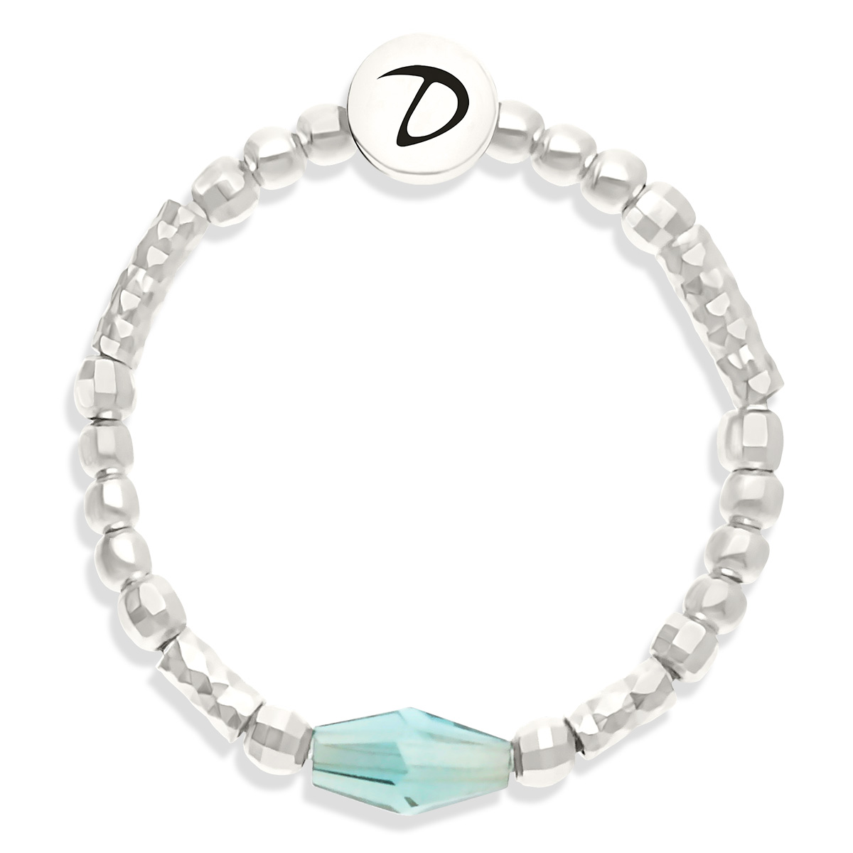 Bague Élastique Argent 925 Pierre Cristal Turquoise