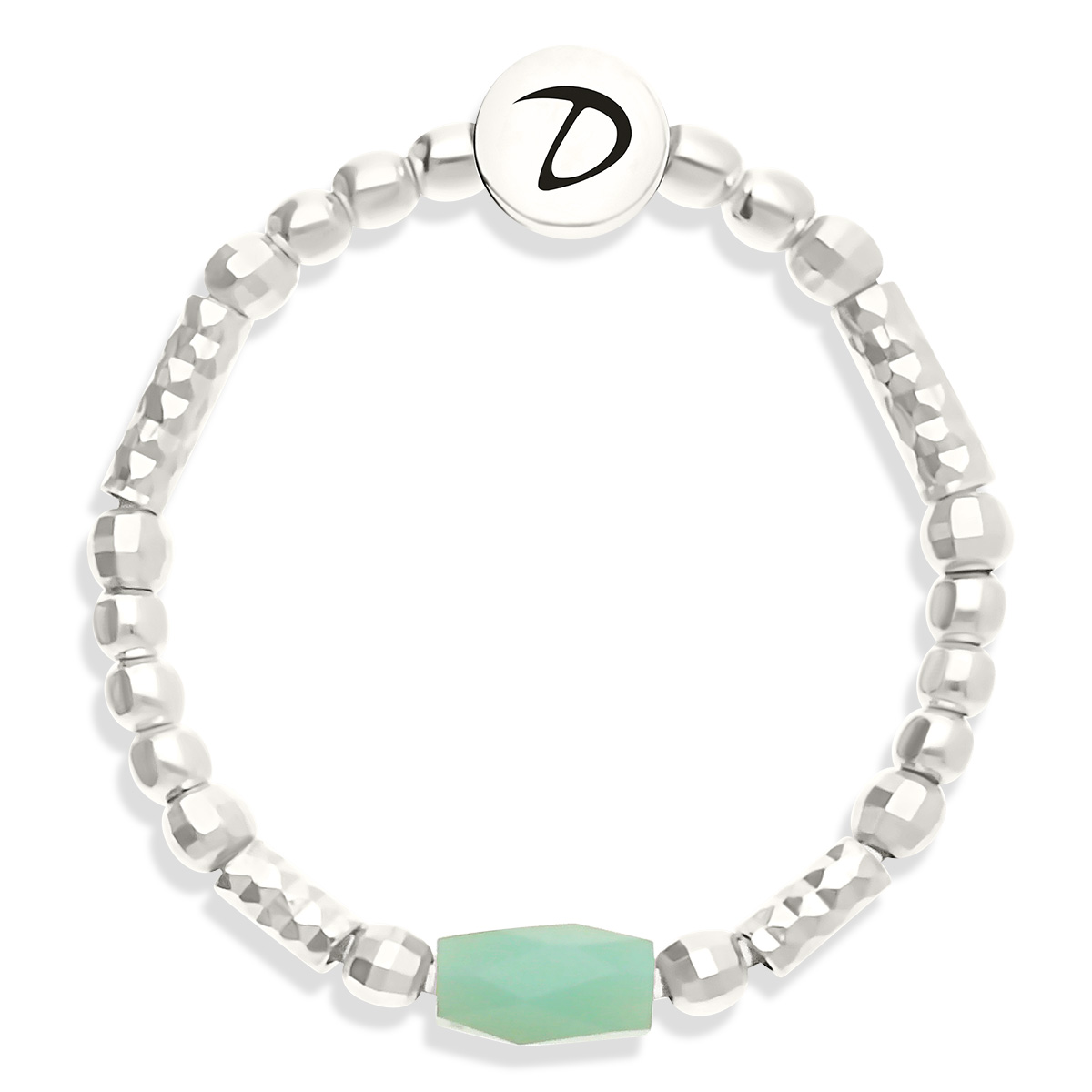 Bague Élastique Argent 925 Pierre Verte