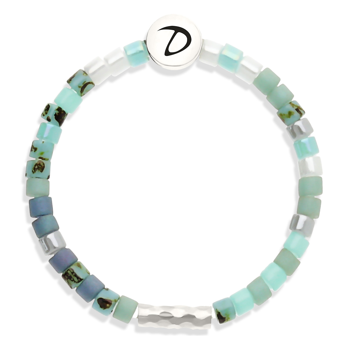 Bague Élastique Argent 925 La Miyuki Bleu Turquoise