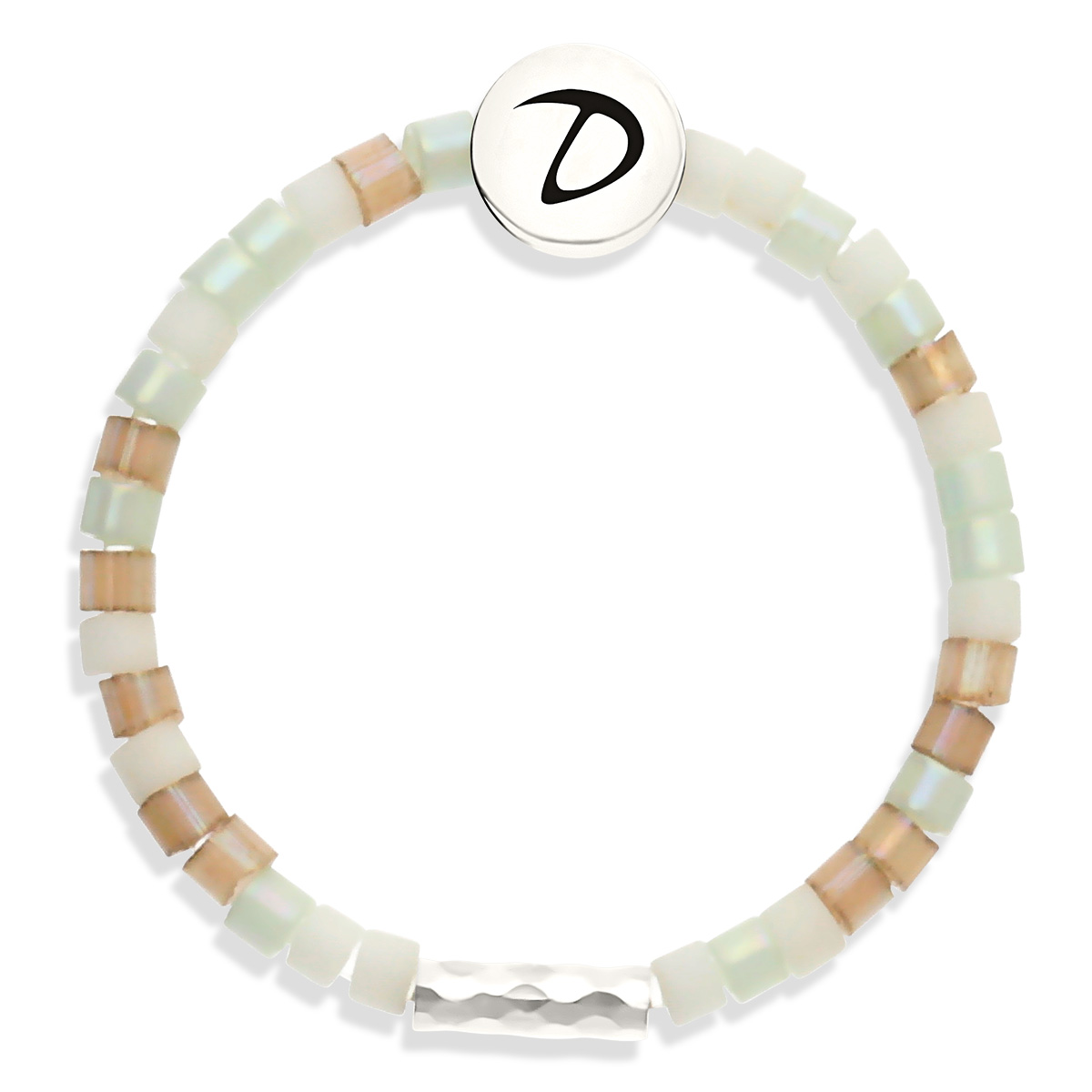 Bague Élastique Argent 925 La Miyuki Vert Crème