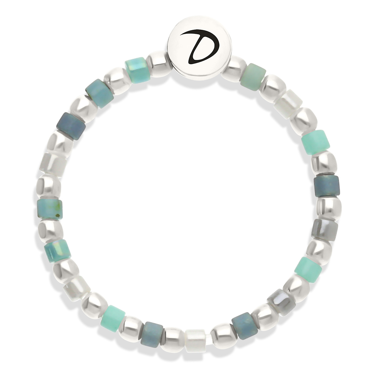 Bague Élastique Argent 925 Miyuki Bleu Turquoise