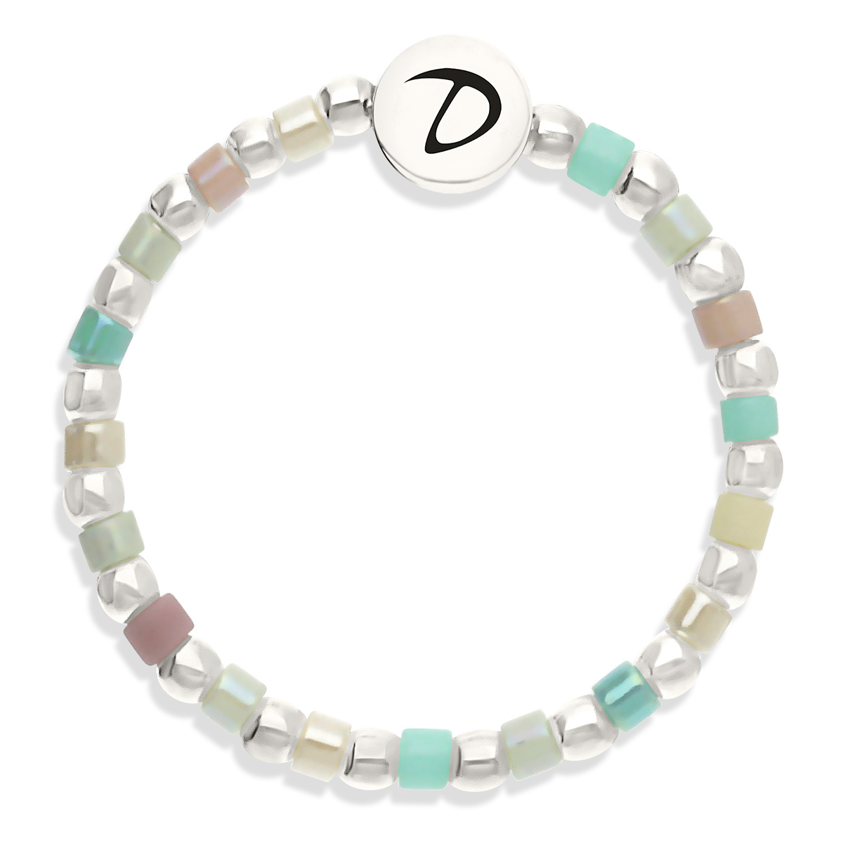 Bague Élastique Argent 925 Miyuki Mix Pastel