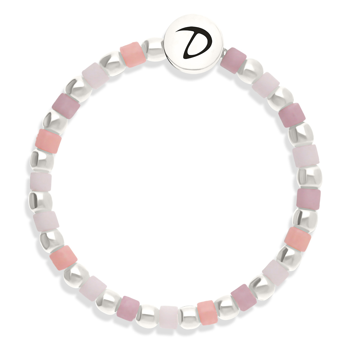 Bague Élastique Argent 925 Miyuki Rose Orangé