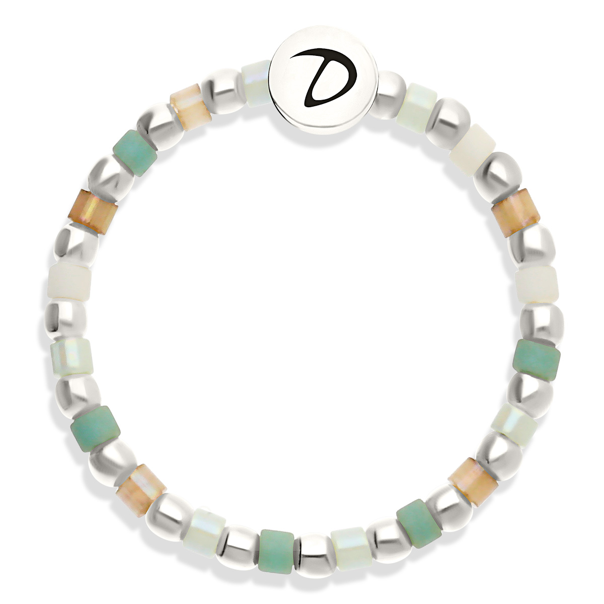 Bague Élastique Argent 925 Miyuki Vert Amande