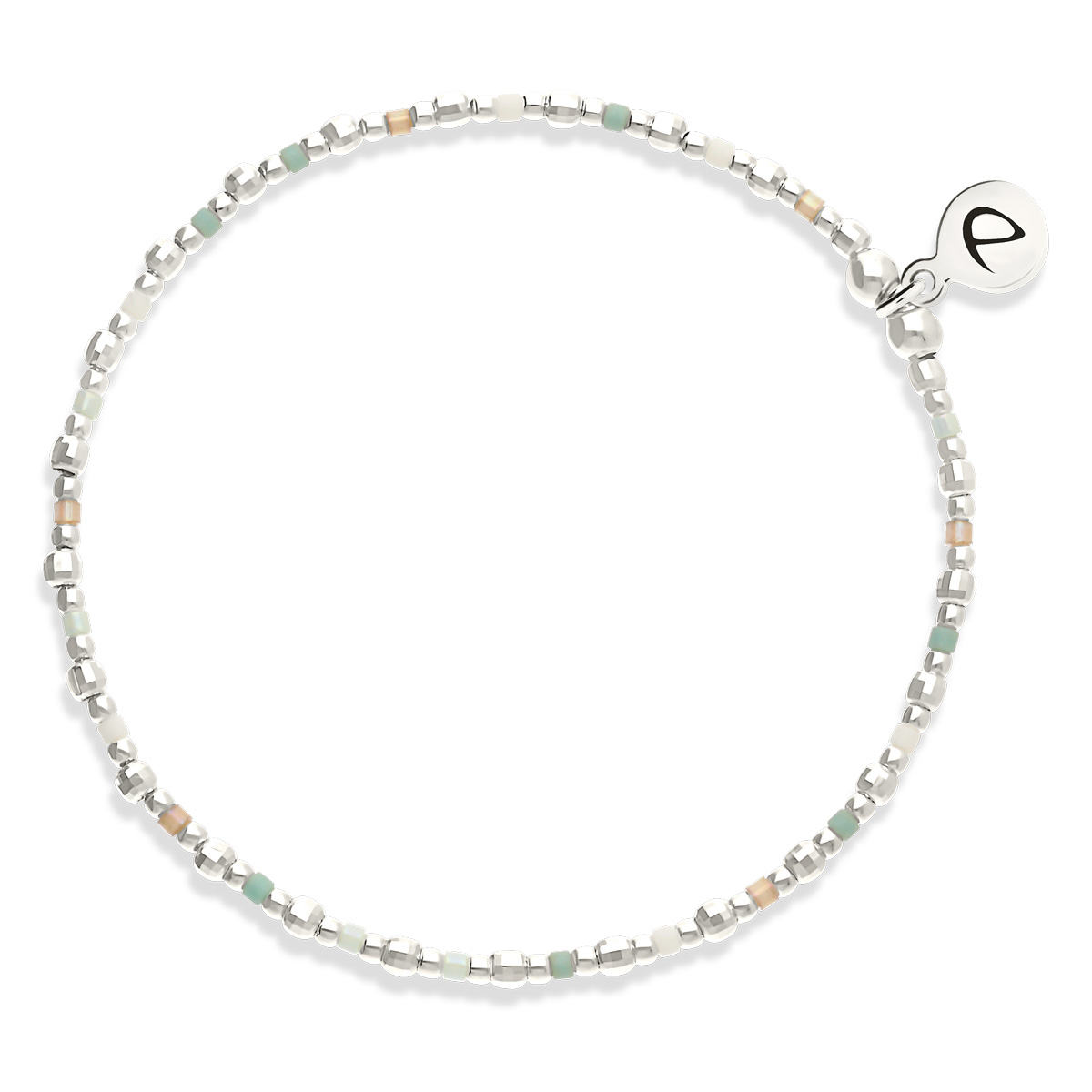 Bracelet Élastique Argent 925 Funny Vert Amande
