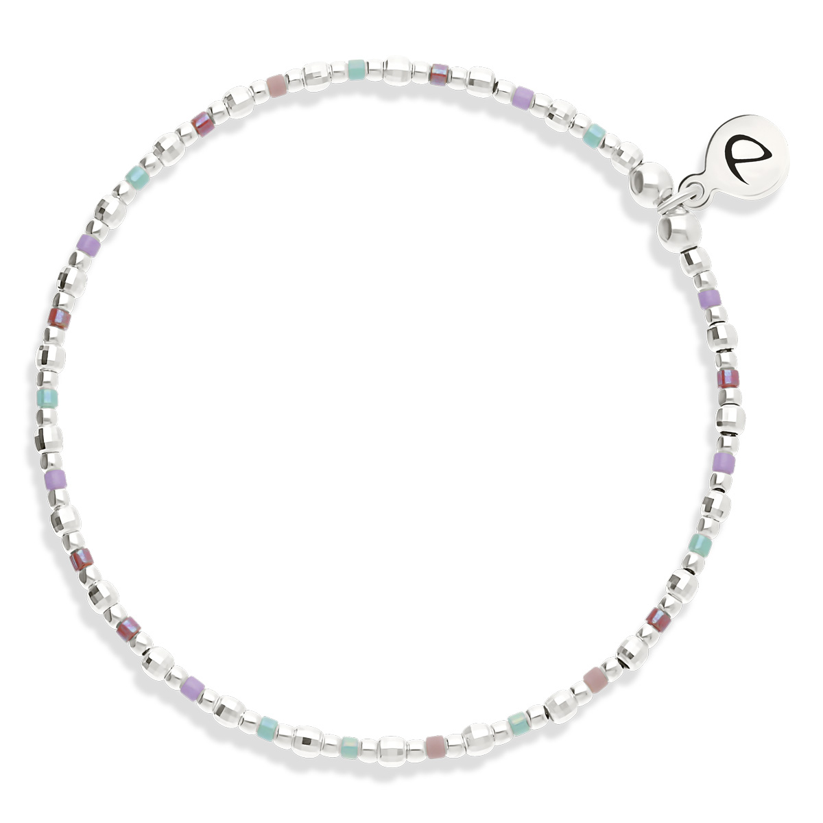 Bracelet Élastique Argent 925 Funny Violet Turquoise