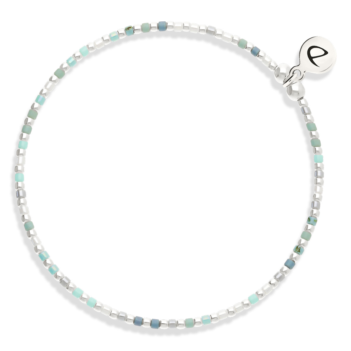 Bracelet Élastique Argent 925 Bleu Turquoise Grain De Folie