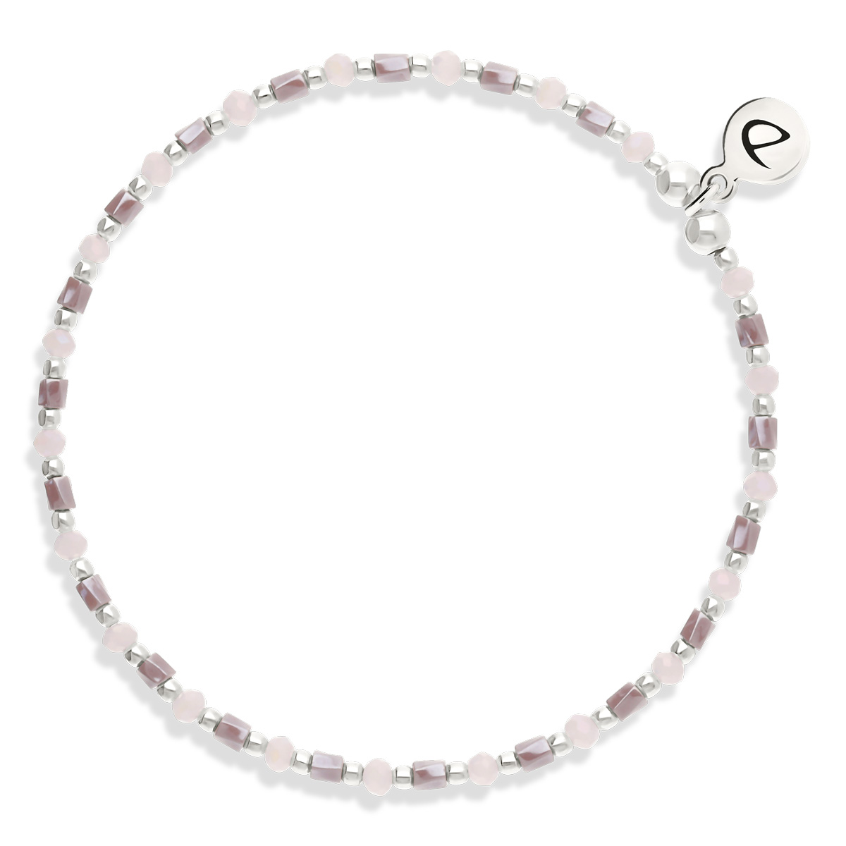 Bracelet Élastique Argent 925 Rose Mauve Grain De Folie