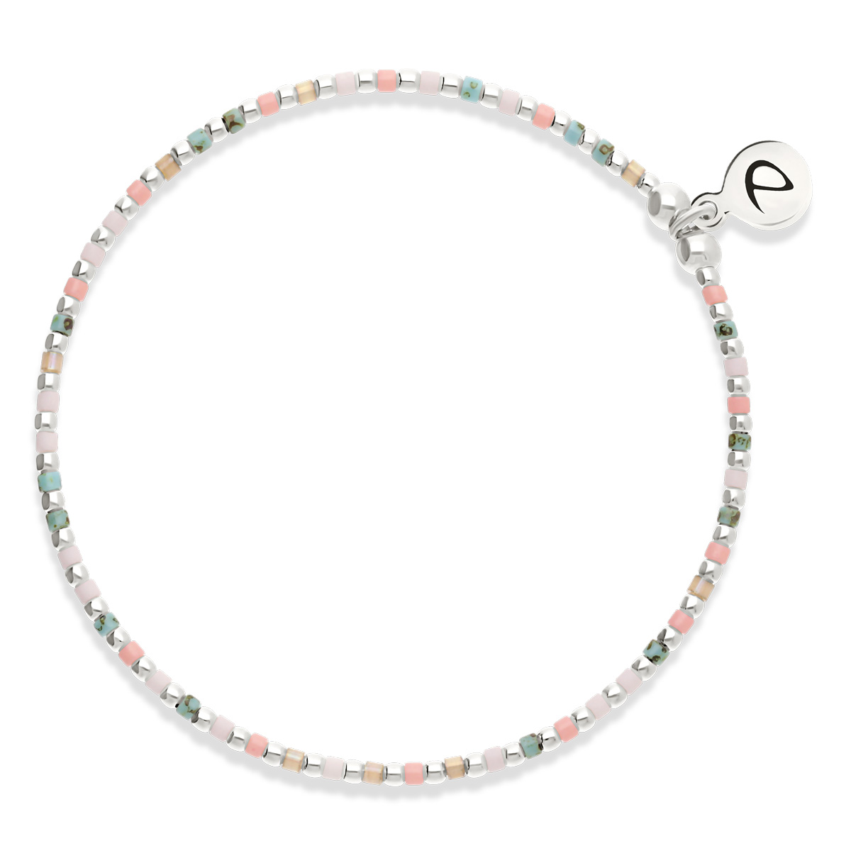 Bracelet Élastique Argent 925 Rose Turquoise Grain De Folie