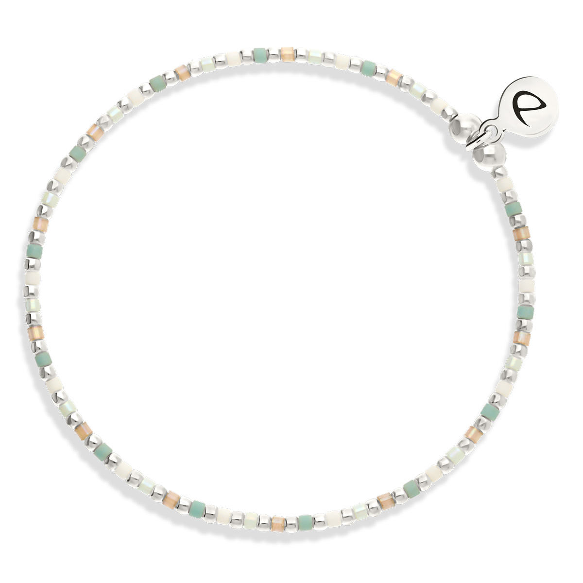 Bracelet Élastique Argent 925 Vert Amande Grain De Folie