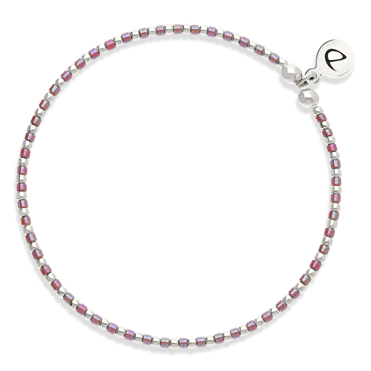 Bracelet Élastique Argent 925 Violet Grain De Folie
