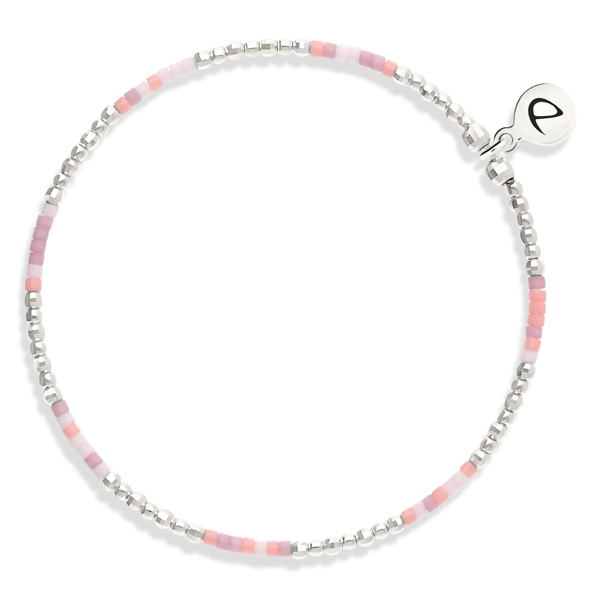 Bracelet Élastique En Argent 925 Rose Orangé New Birdy