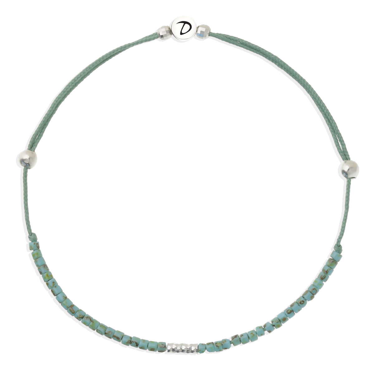 Bracelet Cordon Vert Perles Turquoise Tacheté Le Mix