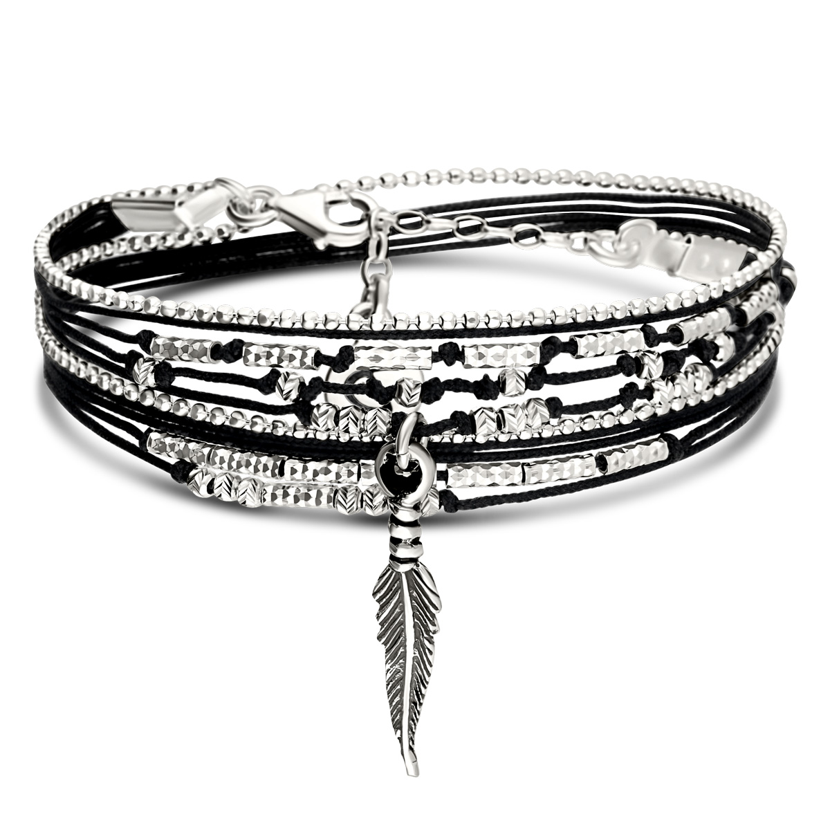 BRACELET MULTI TOURS WAVY-PLUME NOIR