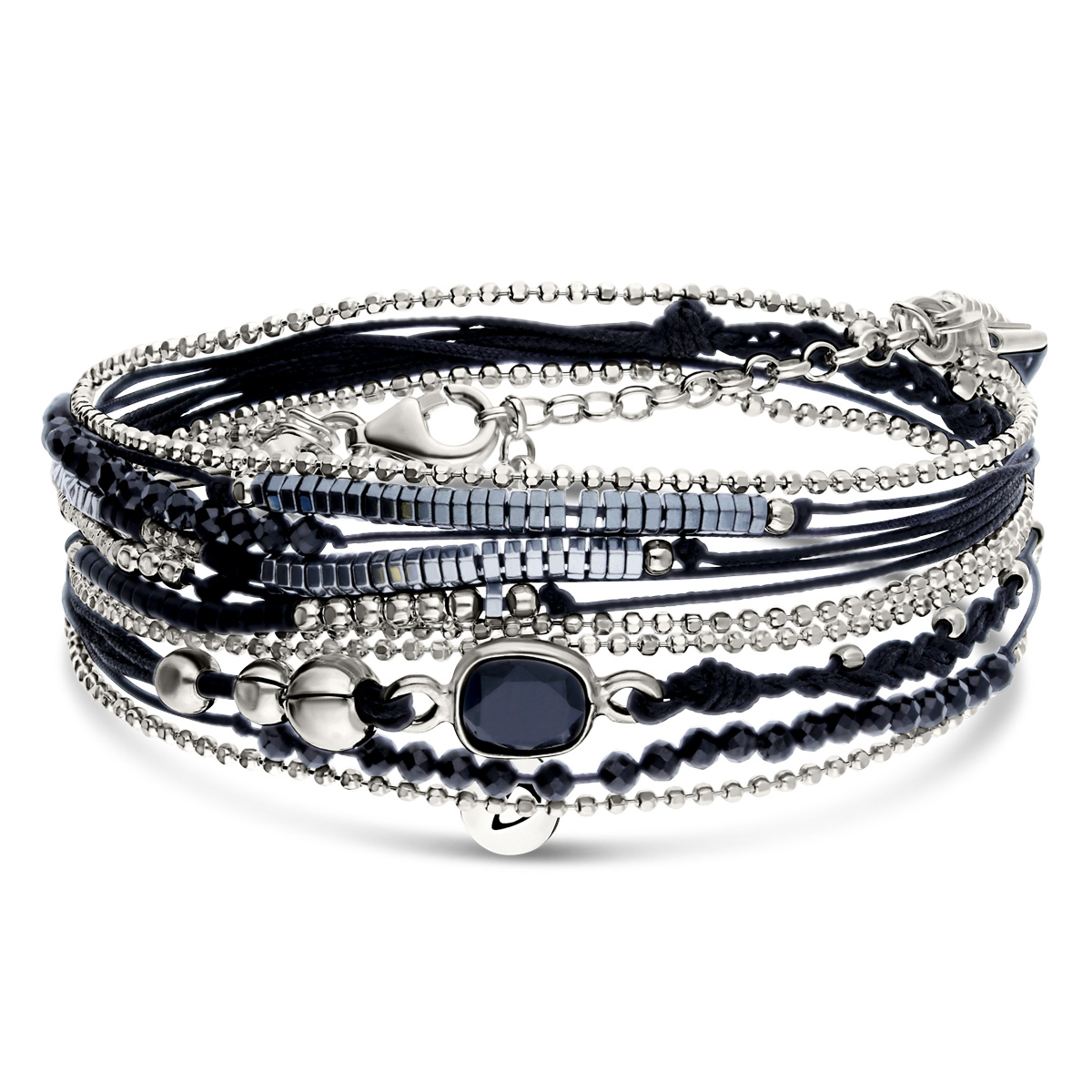 NEW BRACELET DOUBLE TOURS NOIR PIERRE CARRÉE ONYX