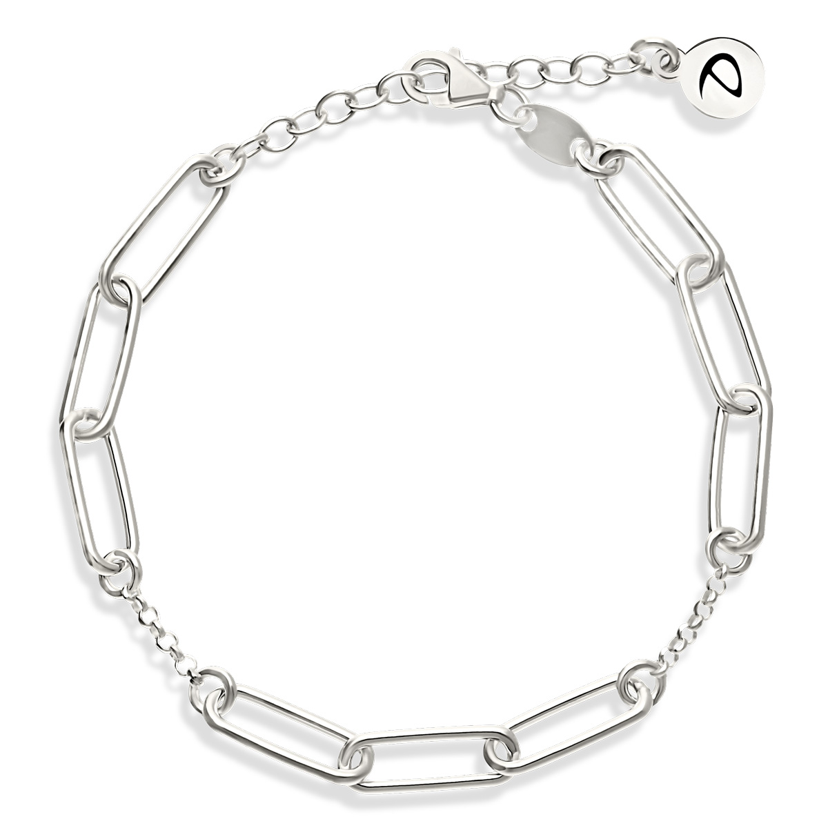 Bracelet Maille Plate Trois Pastilles Argent 925