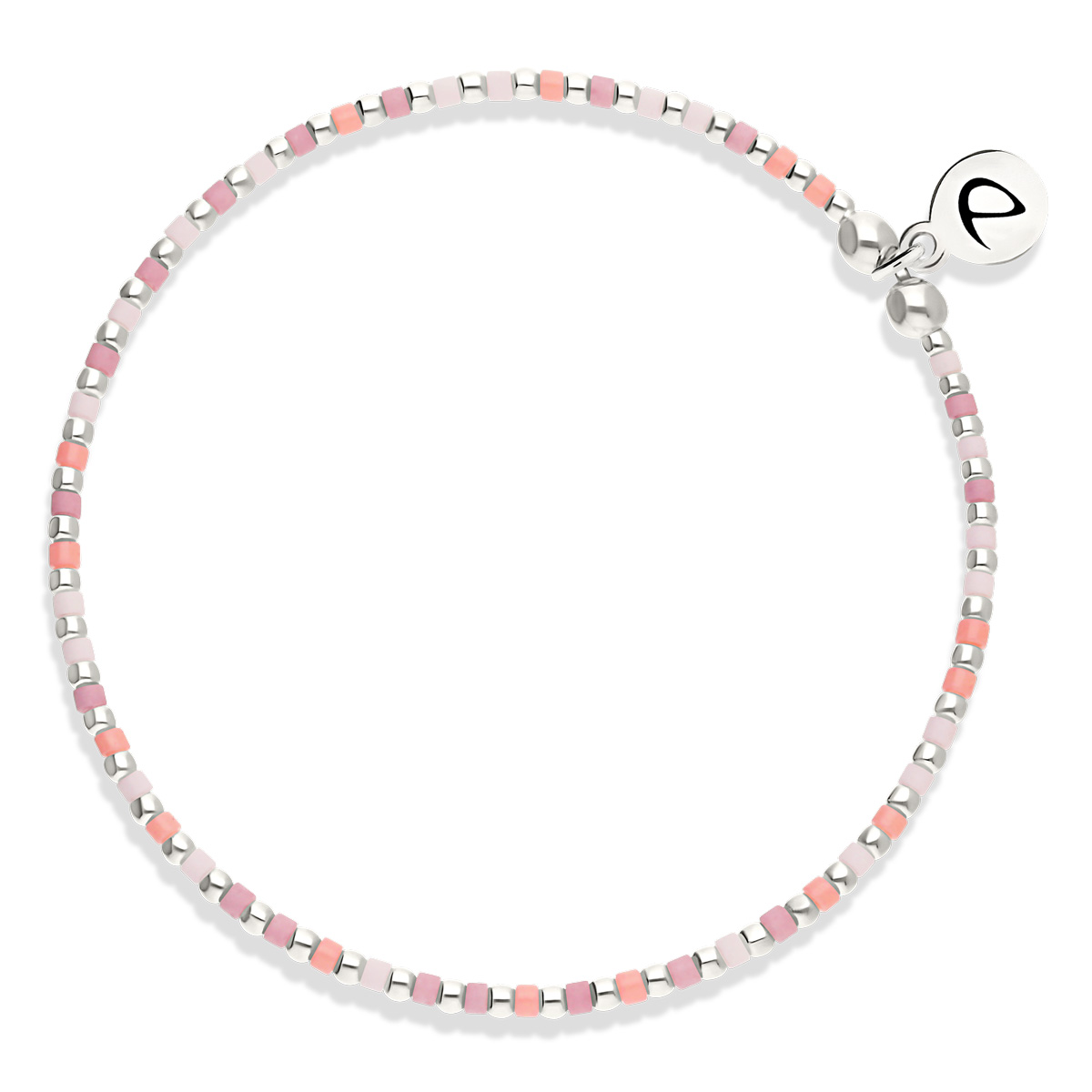 Bracelet Élastique Argent 925 Rose Orangé Grain De Folie