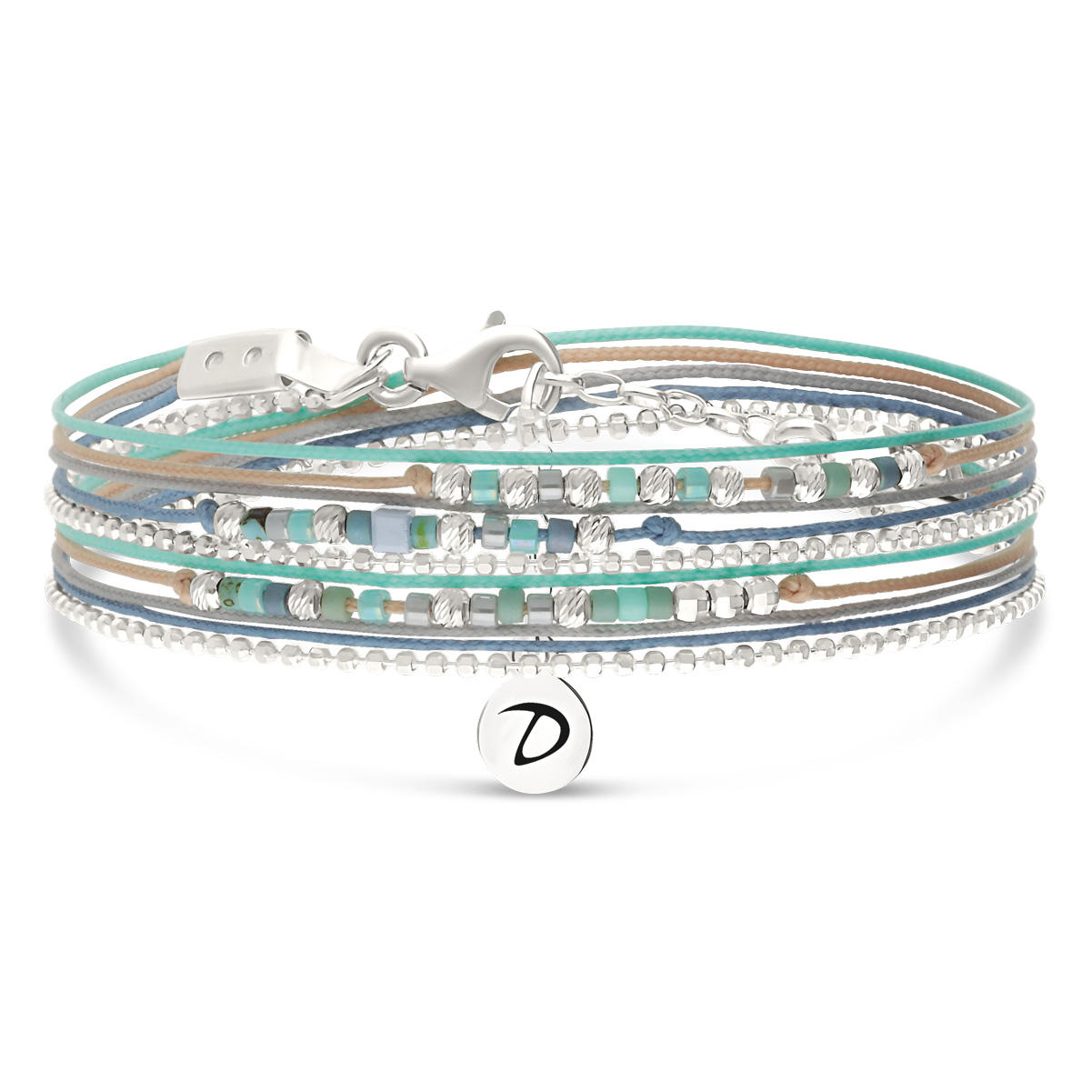 Bracelet 2 Tours Argent 925 Bleu Turquoise Le Petit Cube