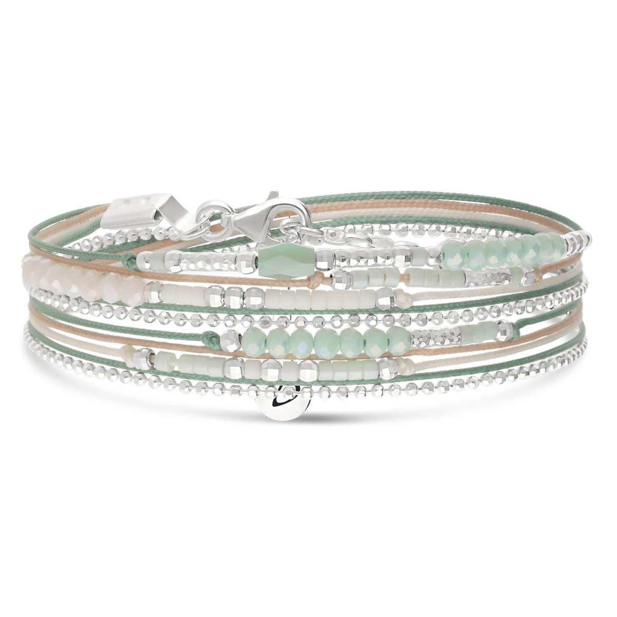 Bracelet 2 Tours Argent 925 Vert Amande Atlanta