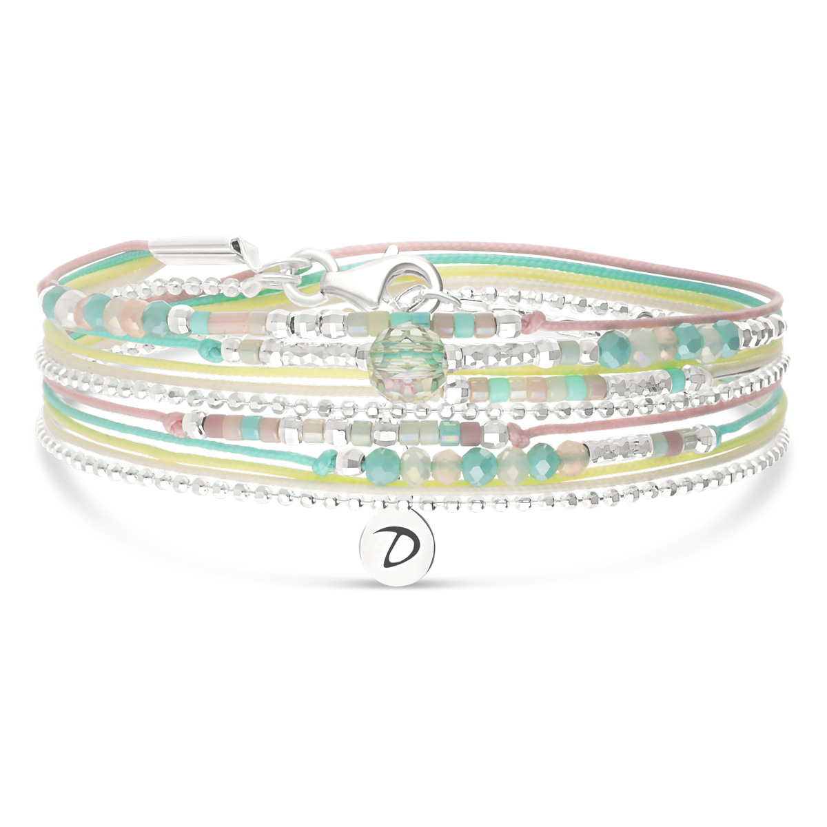 Bracelet 2 Tours Argent 925 Mix Pastel Atlanta Goutte