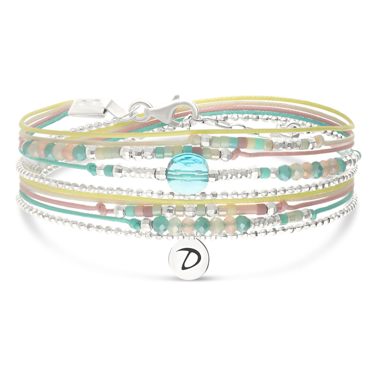 Bracelet 2 Tours Argent 925 Mix Pastel Atlanta Swaro Bleu