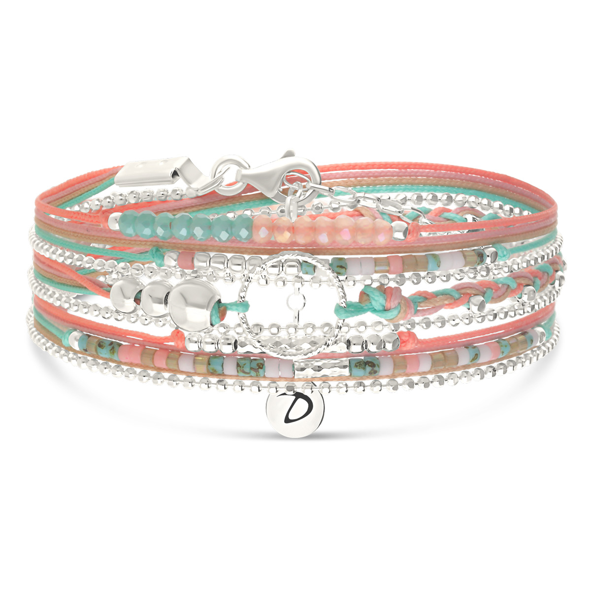 Bracelet 3 Tours Argent 925 Rose Turquoise Le Somptueux