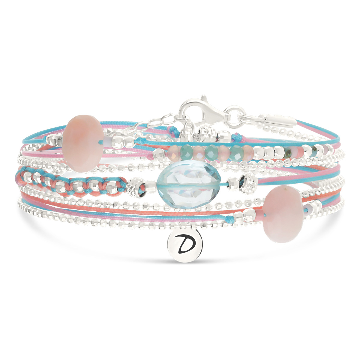 Bracelet 3 Tours Argent 925 Rose Turquoise Le Virtuose