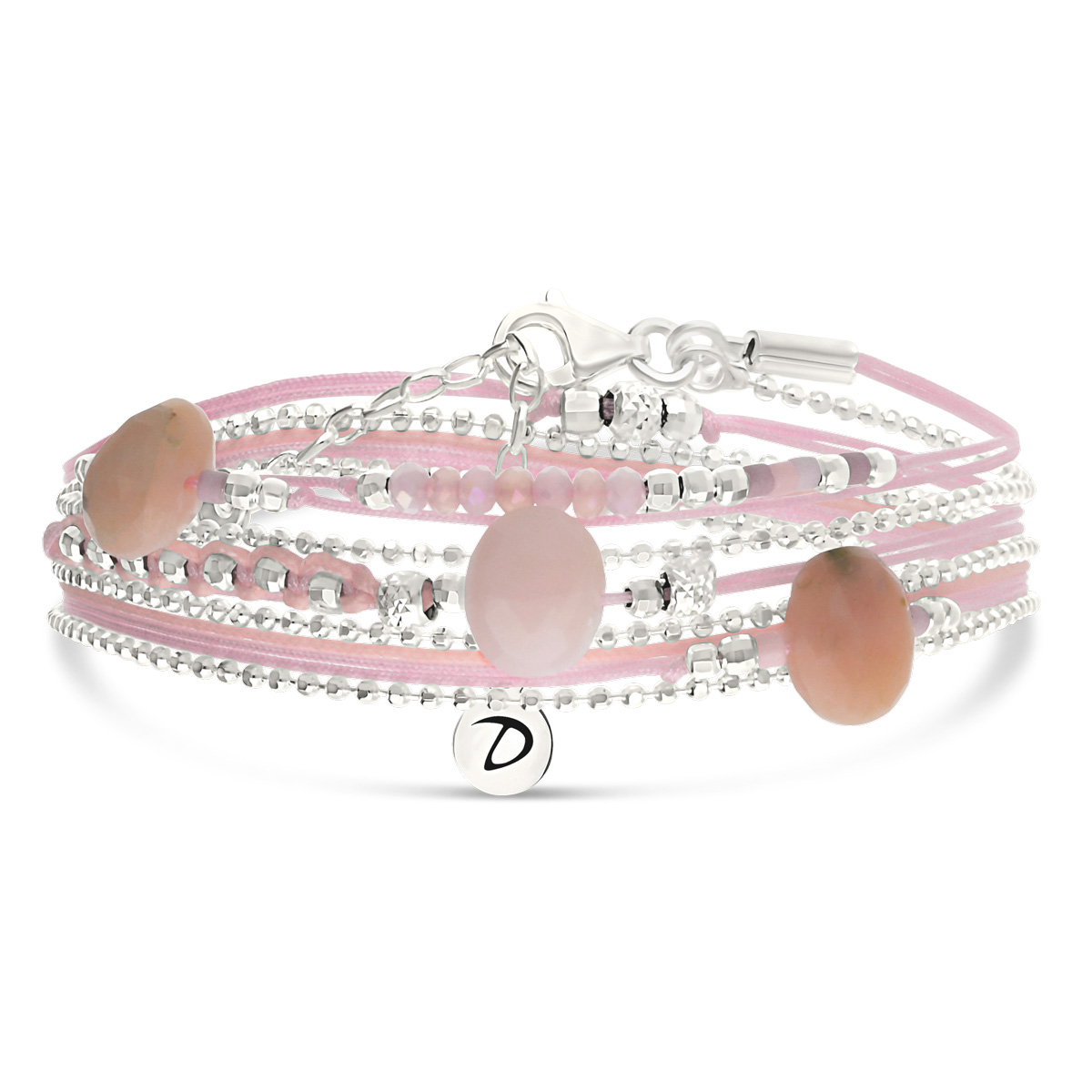 Bracelet 3 Tours Argent 925 Rose Orangé Le Virtuose