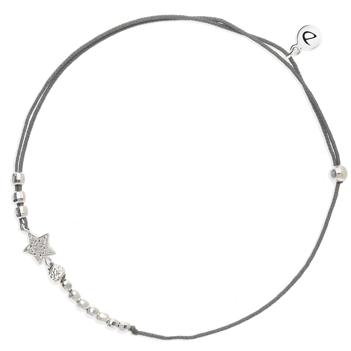 BRACELET CORDON GRIS ETOILE ZIRCONIUM