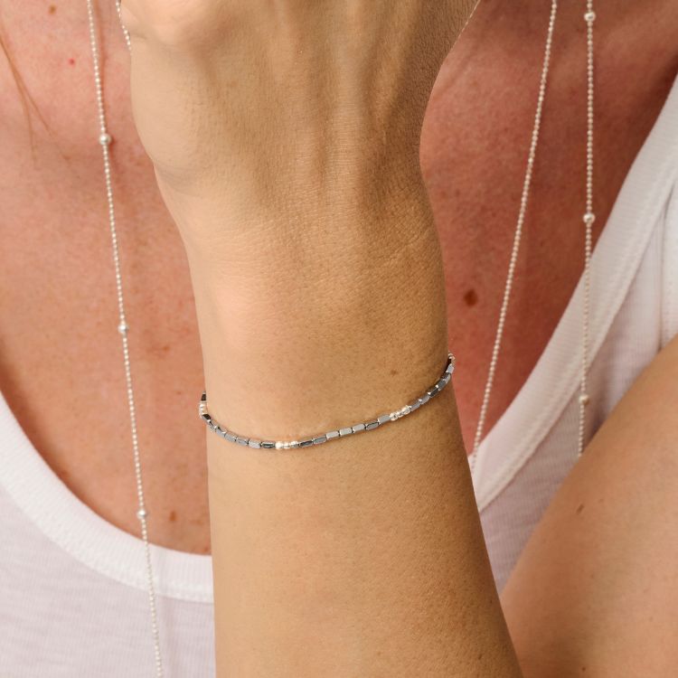 Bracelet Élastique Argent 925 Le Magnétique Hématite