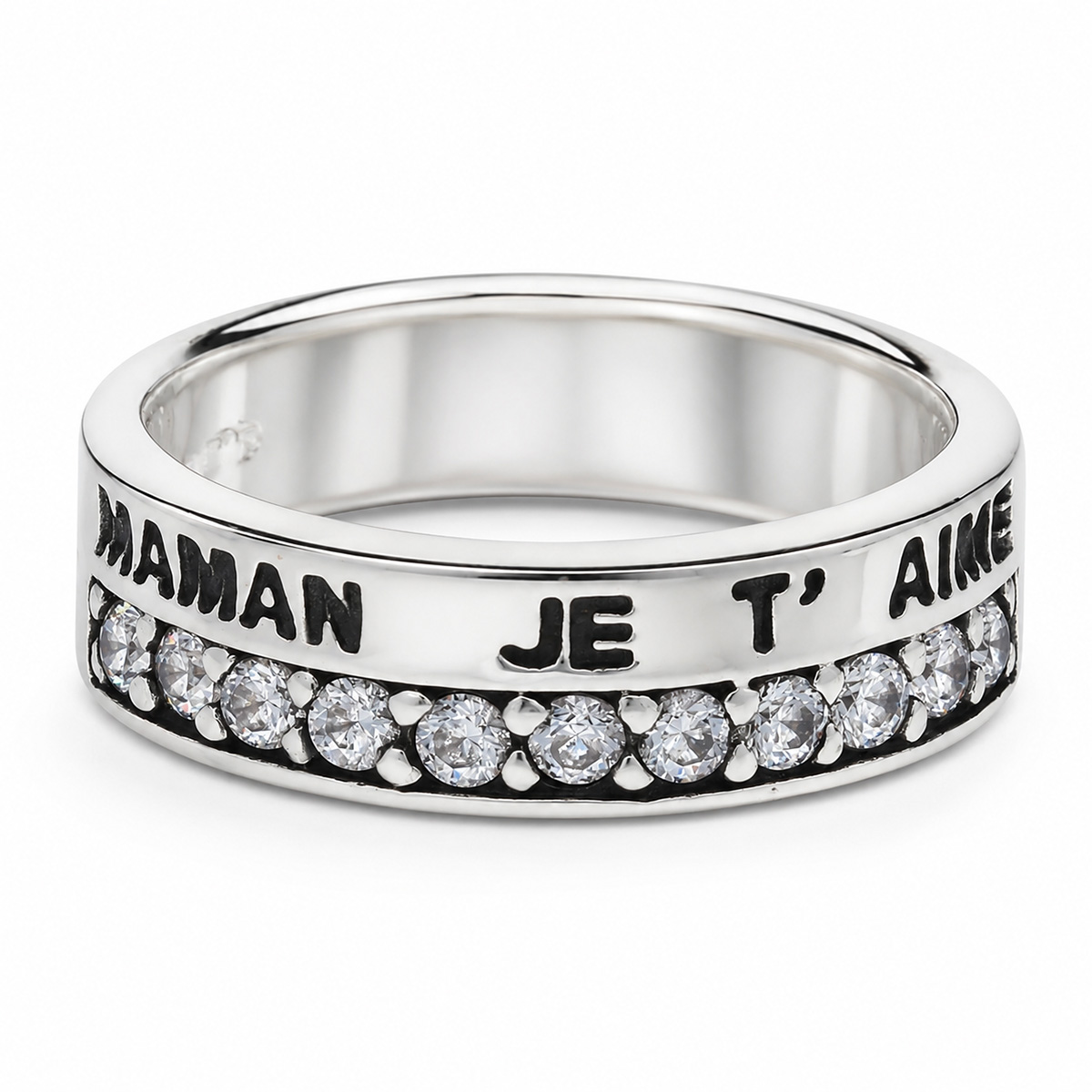 Bague en Argent 925 message MAMAN JE T\' AIME