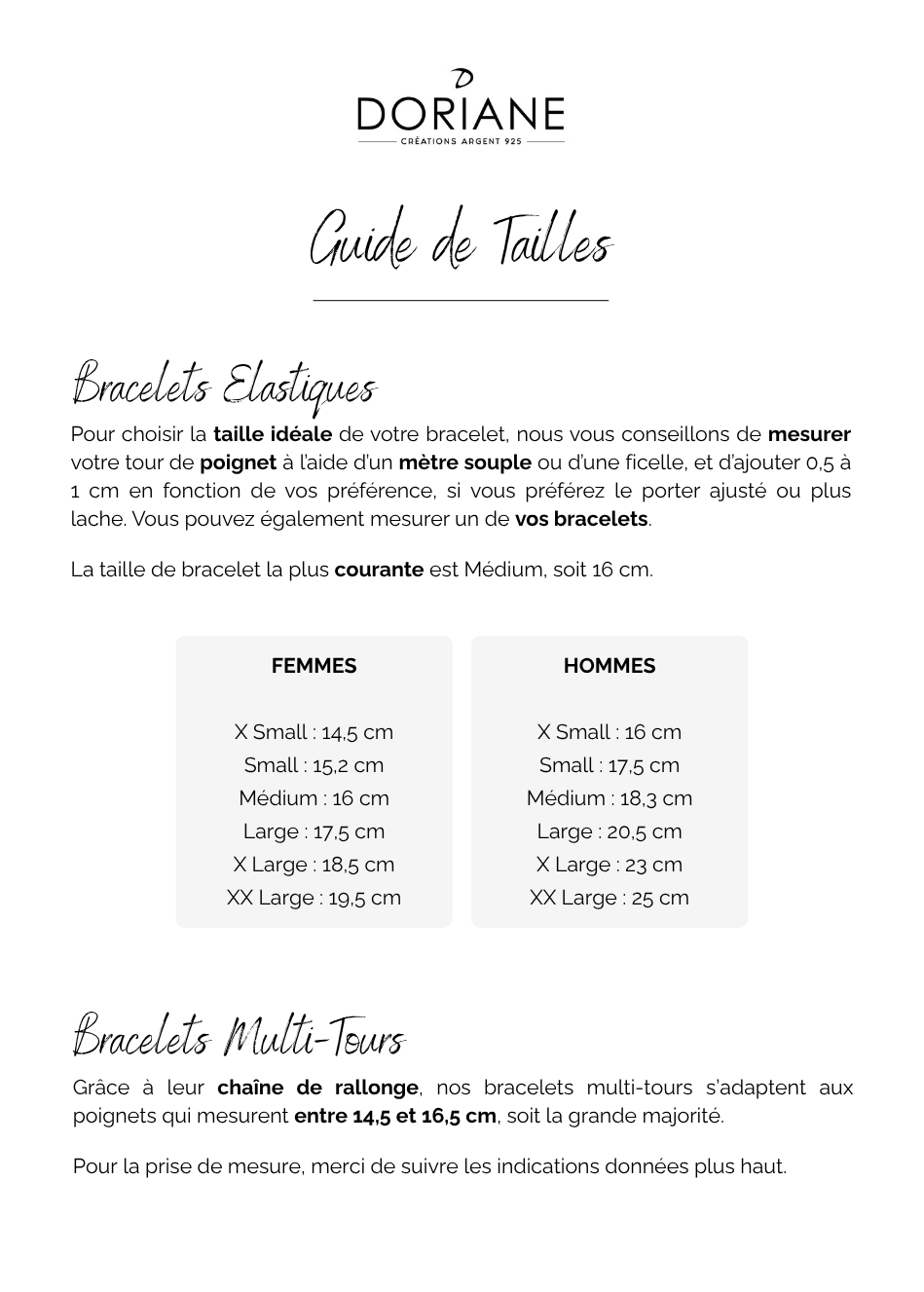 Guide des tailles