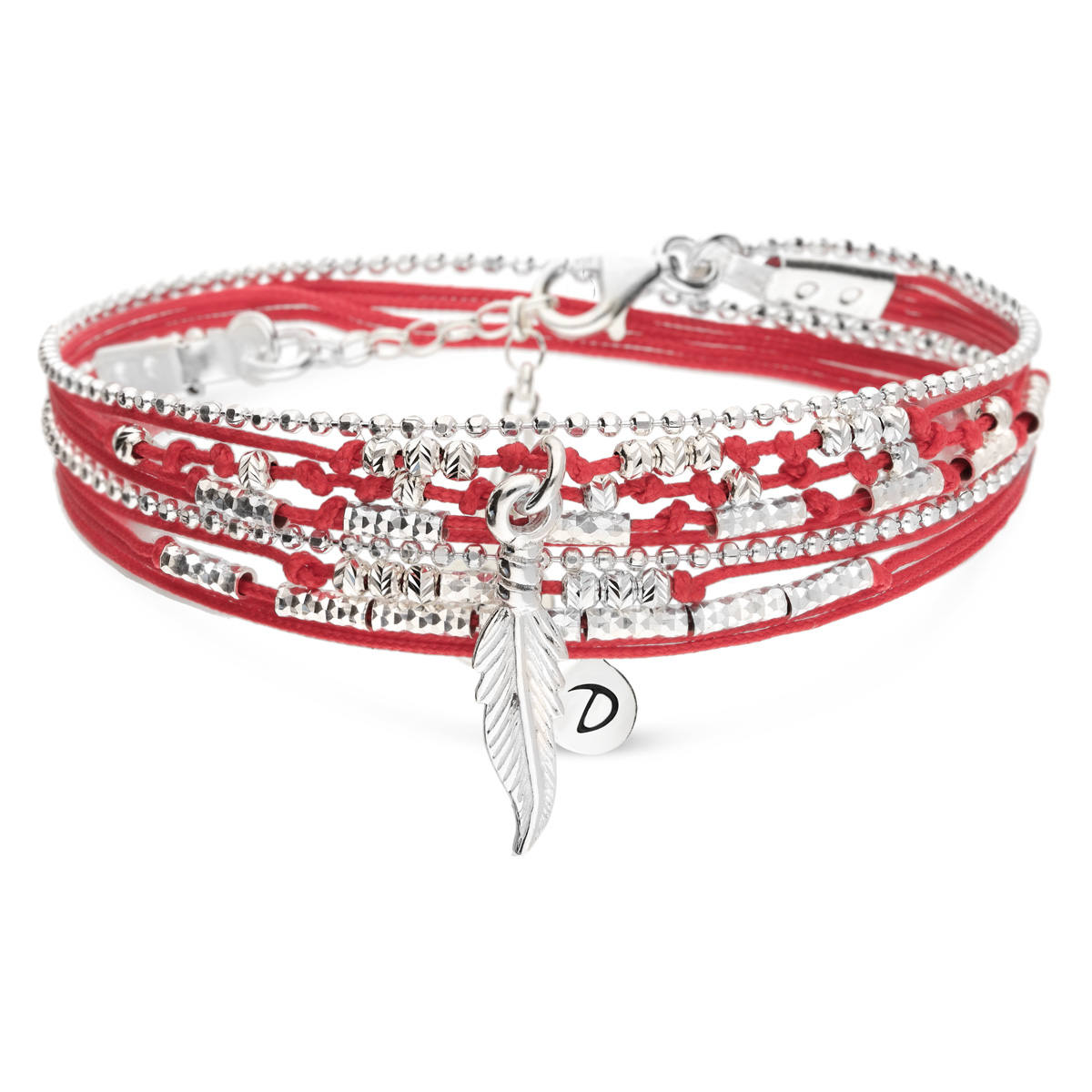 BRACELET WAVY-PLUME ROUGE
