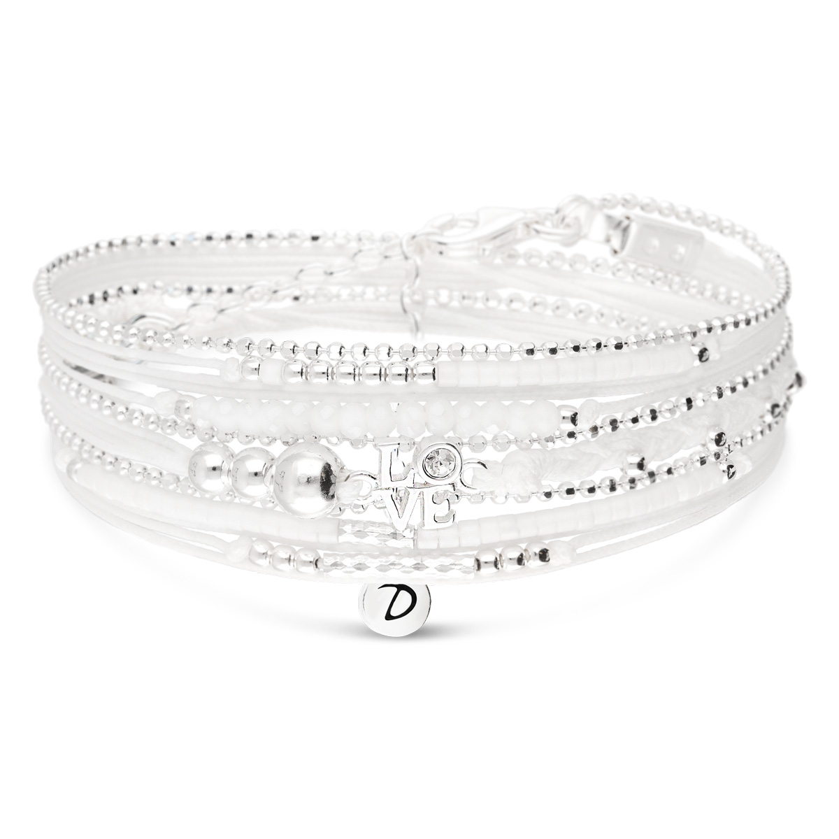 BRACELET MULTI TOURS BLANC OPALINE LOVE VENISE