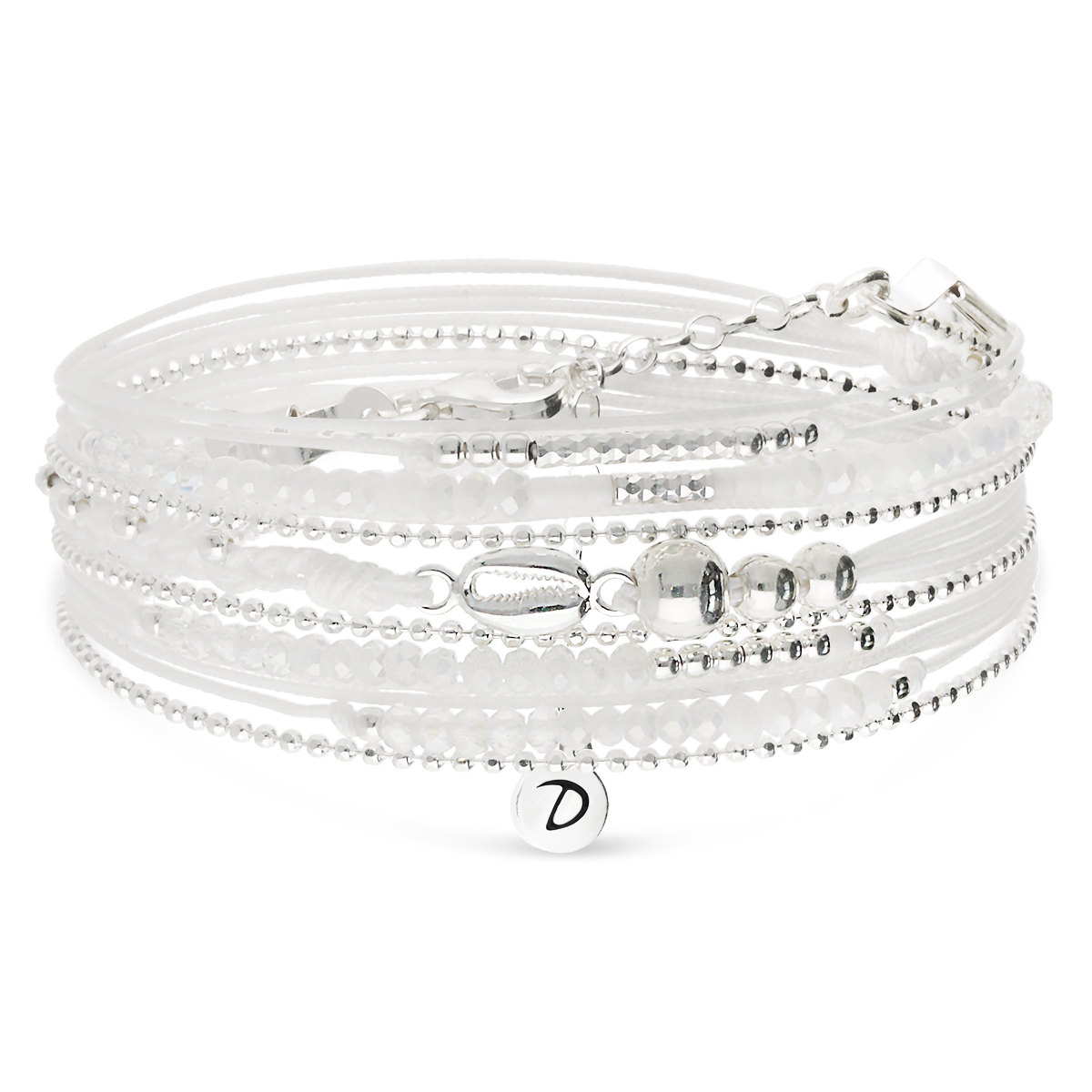 BRACELET 3 TOURS BLANC PETIT CAURIS Argent 925