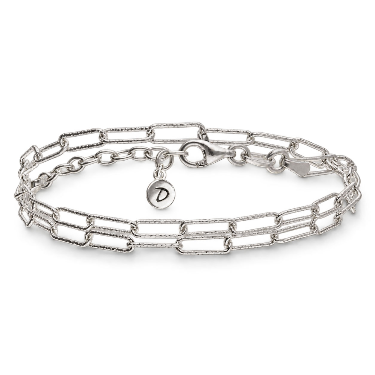 BRACELET DOUBLE TOURS MAILLE FINE RECTANGLE CISELÉ PORTICCIO