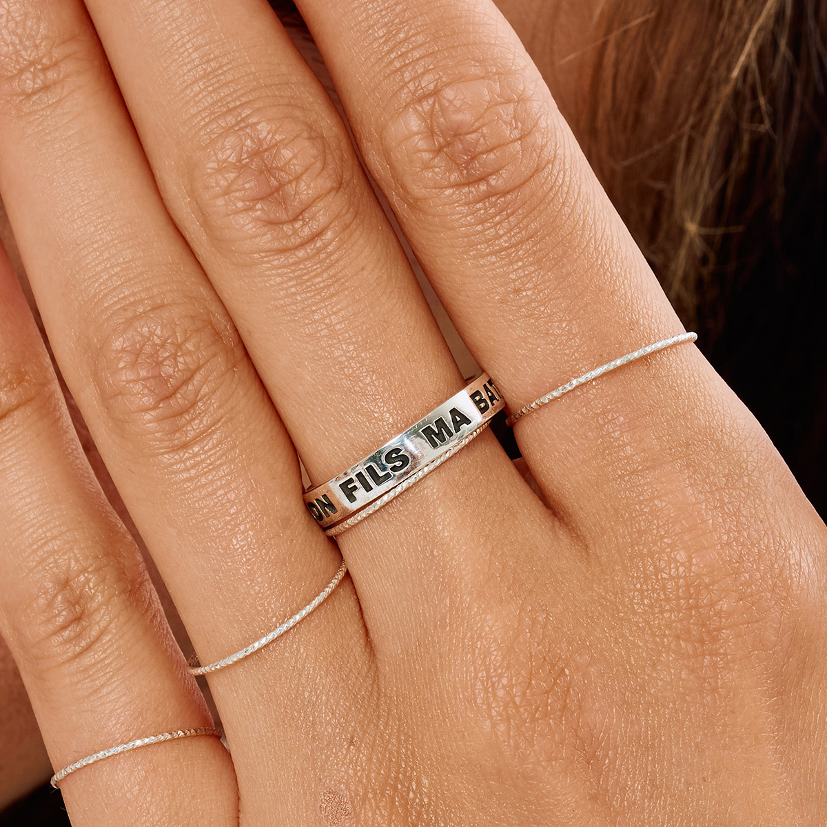 Bague en Argent 925 message MON FILS MA BATAILLE