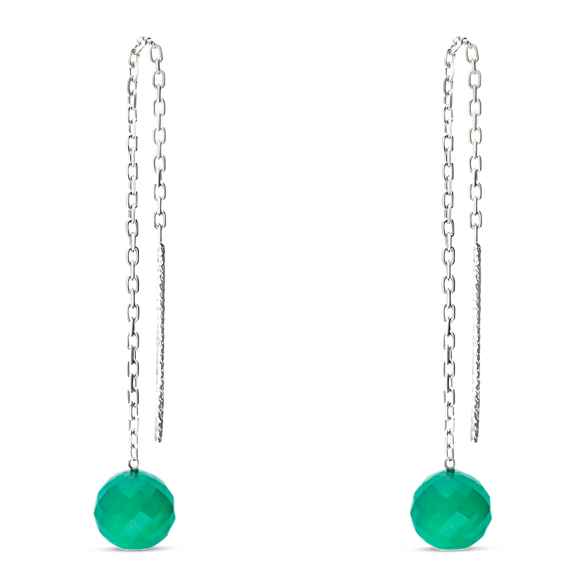 BOUCLES CHAÎNE FINE PIERRE VERTE 6MM