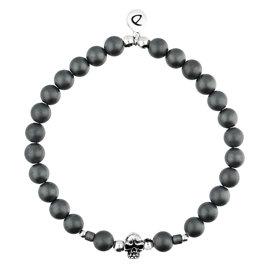 BRACELET HOMME ÉLASTIQUE GREY TETE DE MORT