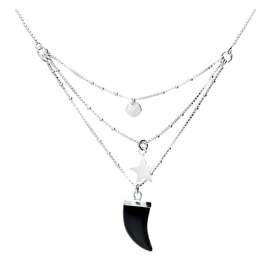 COLLIER TRIPLE RANG CORNE-ÉTOILE-PASTILLE