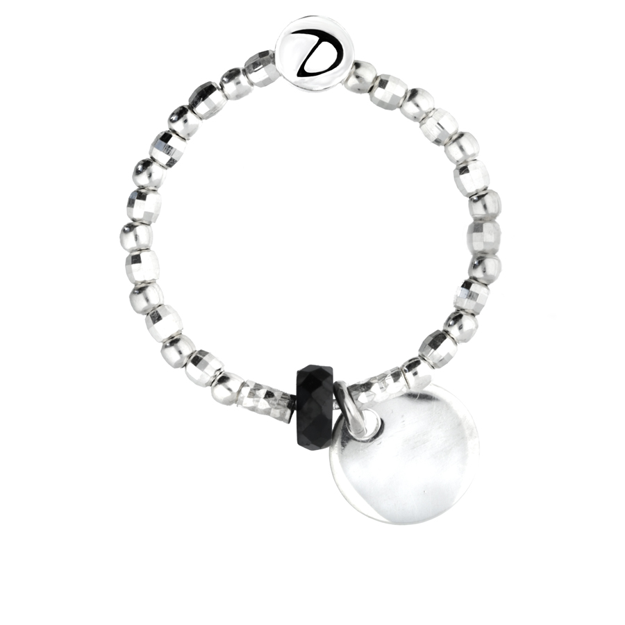 BAGUE ÉLASTIQUE PASTILLE RONDELLE NOIRE