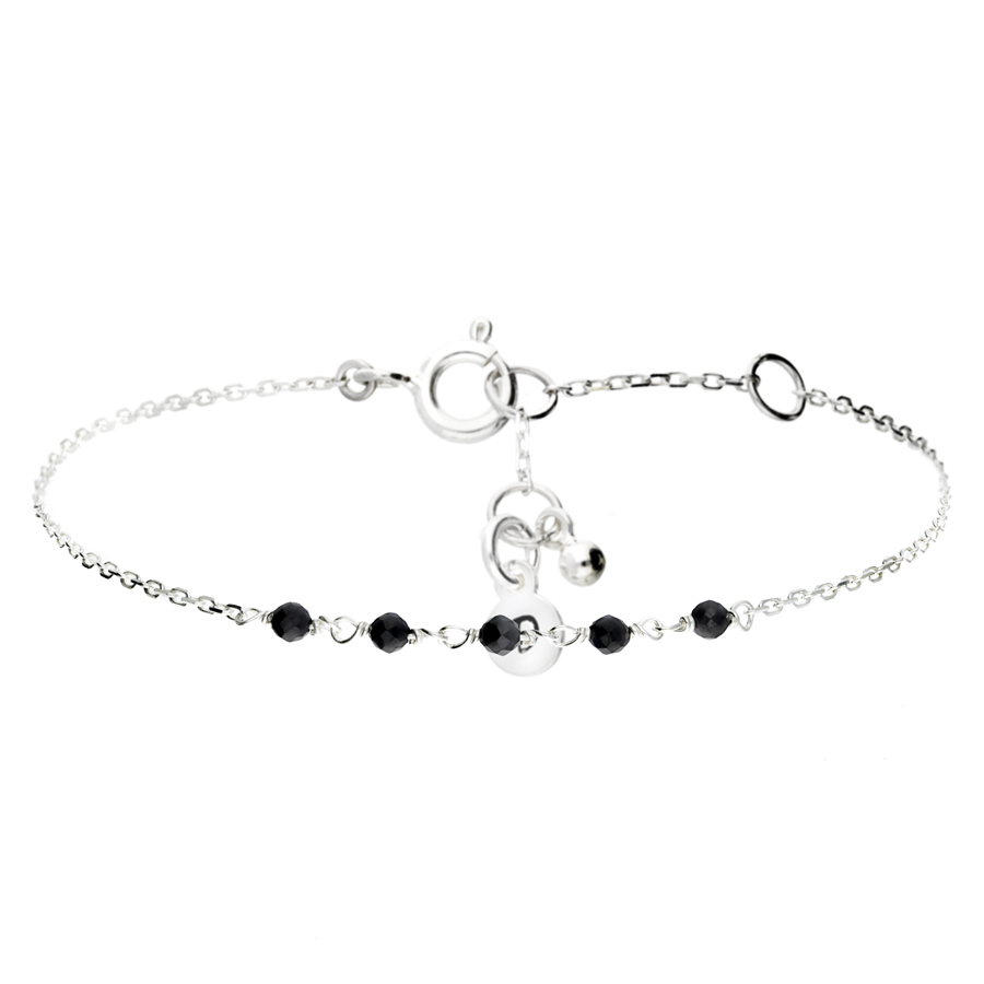 BRACELET CHAÎNE 5 PIERRES NOIRES