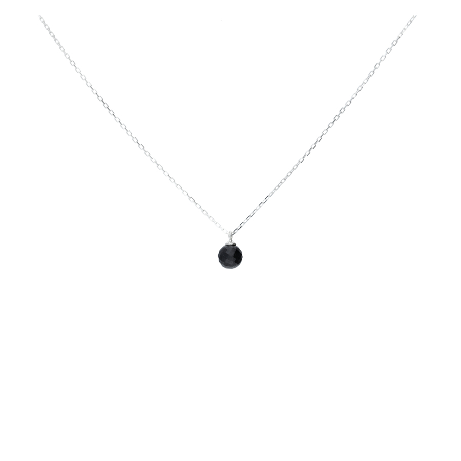 COLLIER CHAÎNE FINE PIERRE NOIRE 6MM