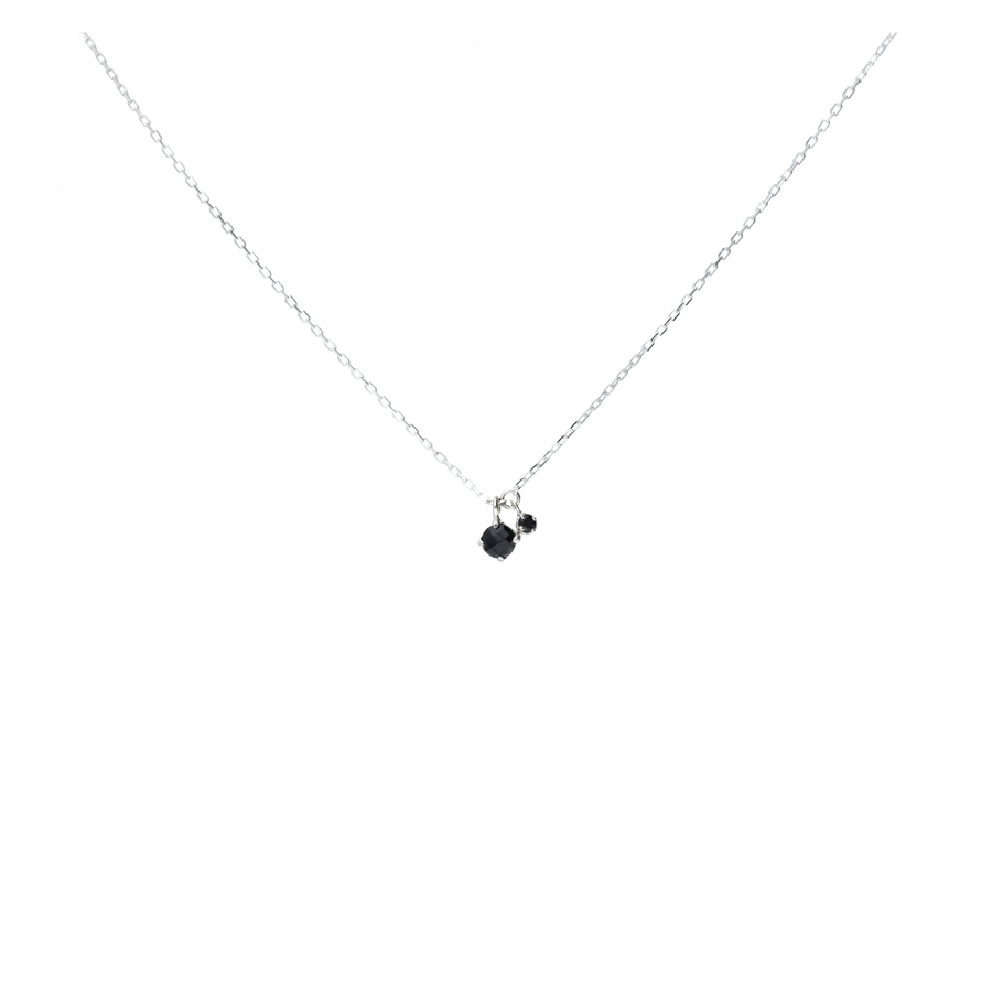 COLLIER DOUBLE PIERRES NOIRES