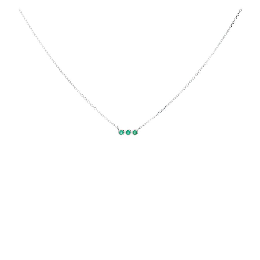 COLLIER TROIS PETITES PIERRE ONYX VERT