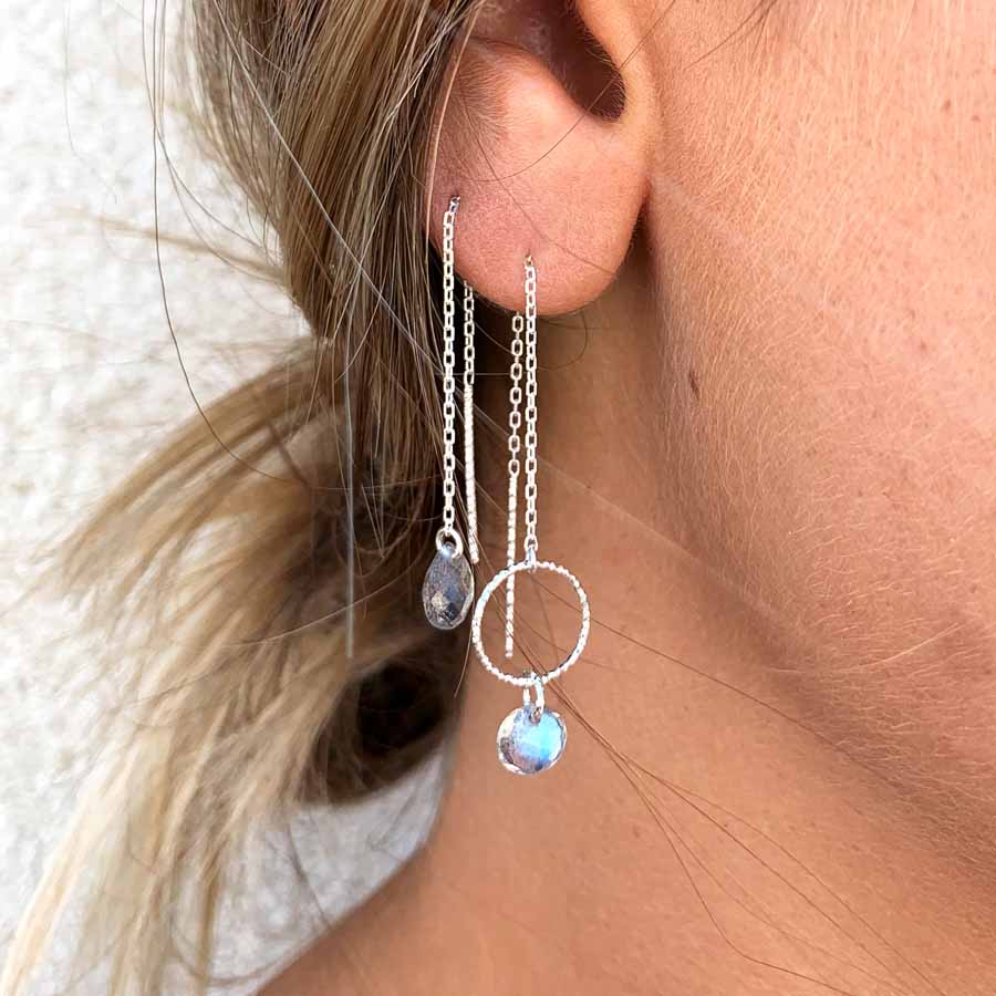 Boucles D'Oreilles Dormeuses Argent 925 Et Labradorite – Création Unique Atelier Lunaire